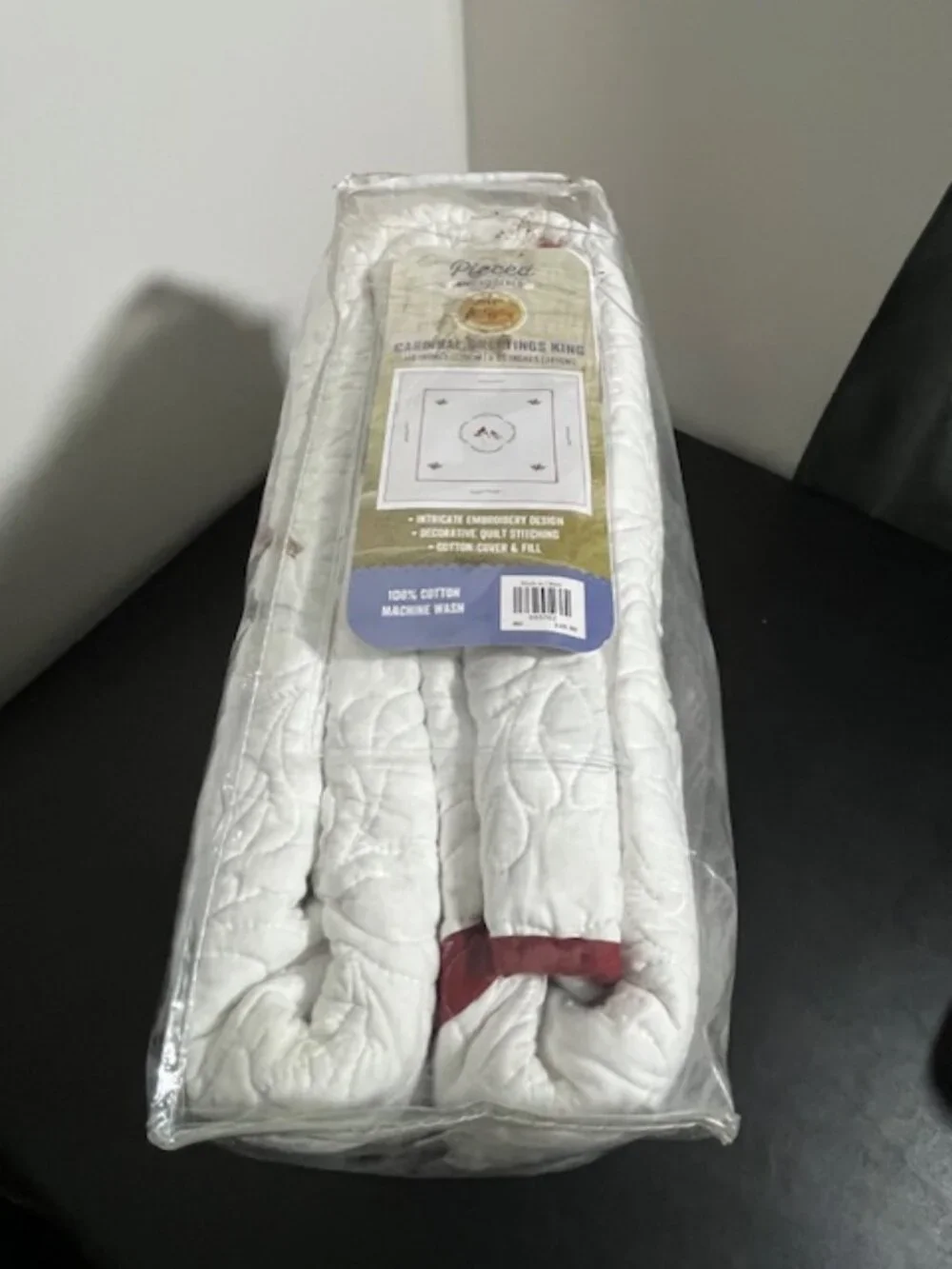Pieced Embroidered Cardinal Greetings King Size Comforter